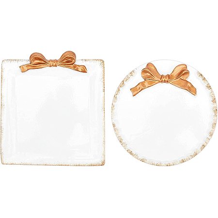 FINGERINSPIRE 2pcs Vintage Bow-Knot Resin Tray Vintage Resin Jewelry Holder Storage Tray Dish Plate Fruit Trays Rings Chain Bracelets Earrings Trays Cosmetics Jewelry Organizer