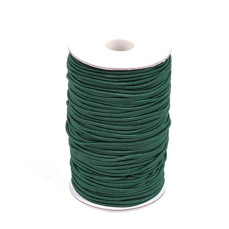 NBEADS A Roll of 70m Round Elastic Cord Beading Crafting Stretch String, with Fiber Outside and Rubber Inside, Dark Green, 2mm