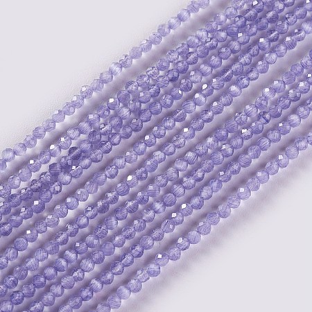ARRICRAFT Glass Beads Strands, Faceted, Round, Medium Slate Blue, 2x2mm, Hole: 0.4mm, about 193~197pcs/strand, 14.17 inches~15.51 inches(36~39.4cm)