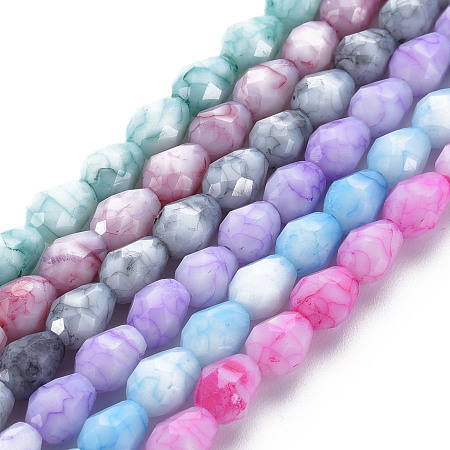 Arricraft Opaque Baking Painted Glass Beads Strands, Imitation Stones, Faceted, Teardrop, Mixed Color, 7.5x6mm, Hole: 1.2mm, about 53~54pcs/strand, 15.75 inch~15.94 inch(40~40.5cm)