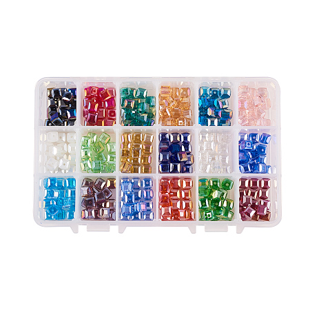 PandaHall Elite About 280pcs 16 Colors Plated Faceted Cube Electroplate Glass Beads for Necklace Jewelry Making (8 x 8mm, Hole: 1mm)