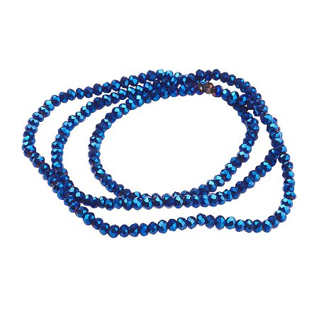 NBEADS 10 Strands Blue Plated Faceted Abacus Electroplate Glass Bead Strands with 3x2mm,Hole: 0.5mm,about 200pcs/strand