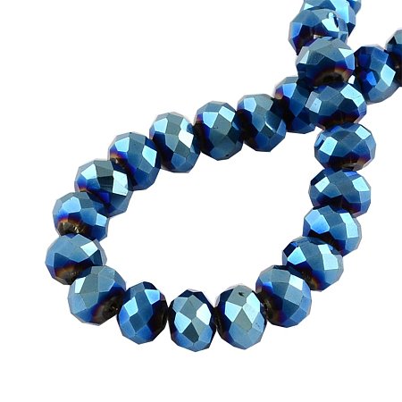 NBEADS 10 Strands Blue Plated Faceted Abacus Electroplate Glass Bead Strands with 4x3mm,Hole: 1mm,About 150pcs/strand