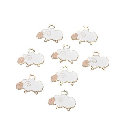 ARRICRAFT 100pcs Sheep Enamel Style Alloy Charms Pendants for Jewellery Making, Hole: 2mm