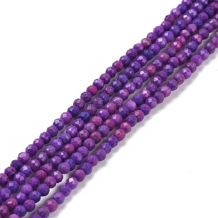 Honeyhandy Natural Sugilite Beads Strands, Faceted, Round, 2~2.5mm, Hole: 0.7mm, about 182pcs/strand, 15.55''(39.5cm)