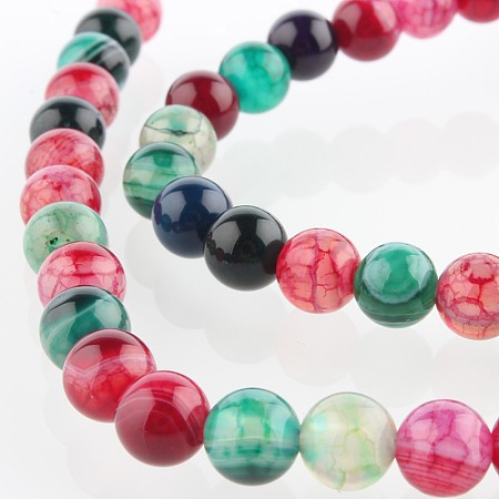 Nbeads Natural Gemstone Agate Round Bead Strands, Dyed, Mixed Color, 6mm, Hole: 1mm; about 63pcs/strand, 15.35