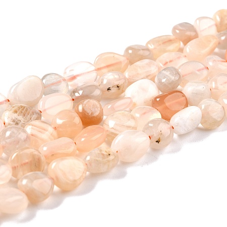 Honeyhandy Natural Moonstone & Sunstone Beads Strands, Nuggets, Tumbled Stone, 8~11x7.5~9x4.5~7mm, Hole: 0.8mm, about 42pcs/strand, 15.94''(40.5cm)