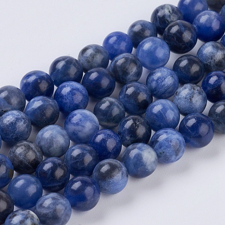 Honeyhandy Natural Sodalite Beads Strands, Round, 6mm, Hole: 1mm, about 32pcs/strand, 7.6 inch