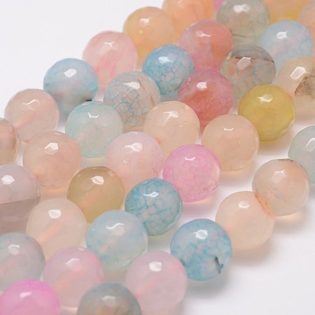 ARRICRAFT Natural Agate Bead Strands, Dyed, Faceted, Round, Colorful, 14mm, Hole: 1.2mm, about 28pcs/strand, 14 inch