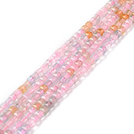 ARRICRAFT Natural Morganite Beads Strands, Faceted, Cube, 2x2x2mm, Hole: 0.6mm, about 176pcs/strand, 15.47 inch(39.3cm)