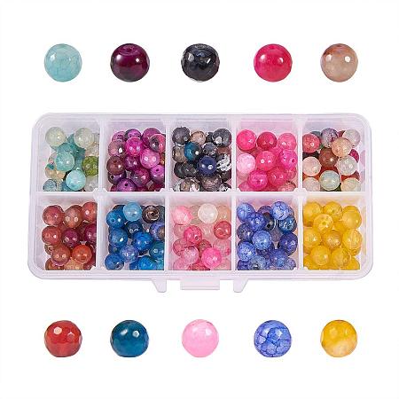 NBEADS 1 Box of 200PCS 8mm Mixed Color Faceted Natural Agate Beads Gemstone Beads Round Stone Beads for Jewelry DIY Bracelet