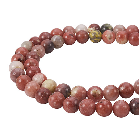 PandaHall Elite 8mm Natural Cherry Blossom Jasper Bead Strands Round Loose Beads Approxi 15.5 inch 50pcs 1 Strand for Jewelry Making