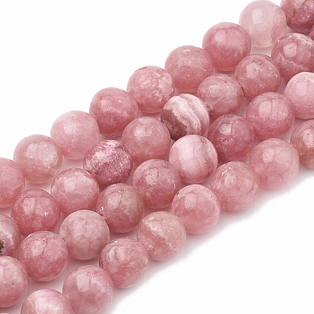Honeyhandy Natural Chalcedony Beads Strands, Imitation Rhodochrosite, Dyed & Heated, Round, 6~7mm, Hole: 1mm, about 60~67pcs/strand, 15.7 inch