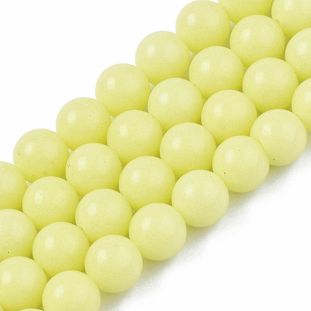 ARRICRAFT Synthetic Luminous Stone Round Beads Strands, Champagne Yellow, 8mm, Hole: 1.2mm, about 50pcs/strand, 15.35 inch~15.55 inch(39cm~39.5cm)
