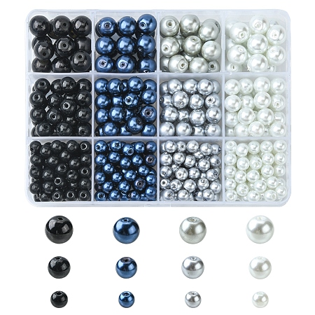 460Pcs 12 Style Glass Pearl Beads, for Beading Jewelry Making, Round, Mixed Color, 6~11mm, Hole: 1~1.5mm