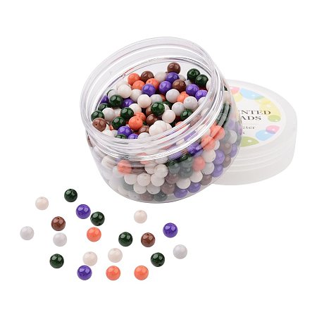 ARRICRAFT 1 Box (About 400pcs) Environmental Baking Painted Glass Pearl Beads 6mm, Halloween Mix