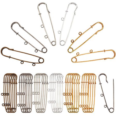 arricraft 36 Pcs 6 Colors Iron Safety Pins, Metal Kilt Pins Large Brooch Pin Findings for Blankets Crafts Skirts Kilts Brooch Making