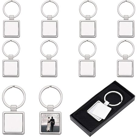 PandaHall Elite 10pcs Sublimation Blanks Keychains Metal Round Key Rings Metal Heat Transfer Keychain Blank Board Key Rings for DIY Crafts Supplies