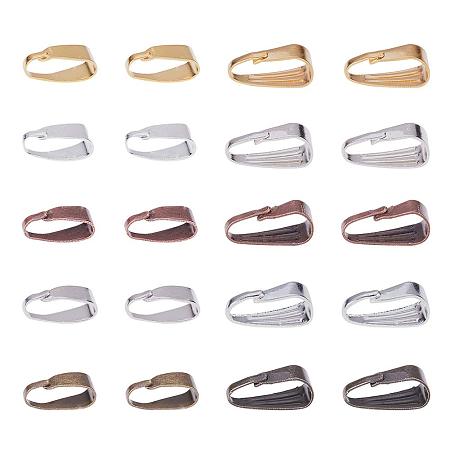 PandaHall Elite 400pcs 5 Color 2 Size Brass Snap Bail Hook Pinch Clip Pendant Charms Clasps Chain Connector for Jewelry Findings