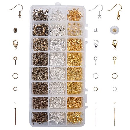NBEADS 4301pcs Jewelry Making Findings Supplies Kit with Earring Hooks, Lobster Claw Clasps, Crimp Beads, Pinch Bails, Jump Rings, Headpins, Earnuts, Ring Tools, Mixed Color