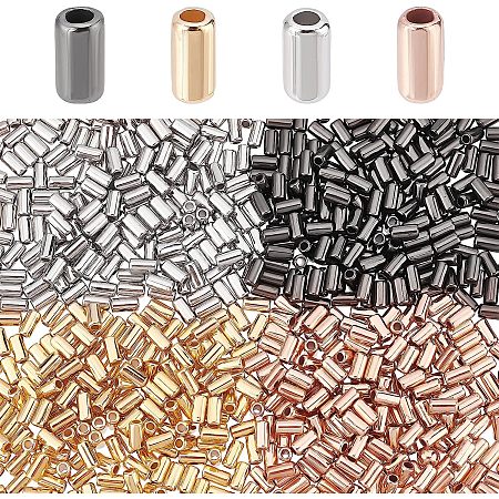 DICOSMETIC 2000Pcs 4 Colors Small Tube Beads 5-6mm CCB Spacer Beads Rose Gold/Platinum/Gunmetal/Golden Bugle Beads Column Beads for DIY Bracelet Necklace Jewellry Making, Hole: 1.6mm