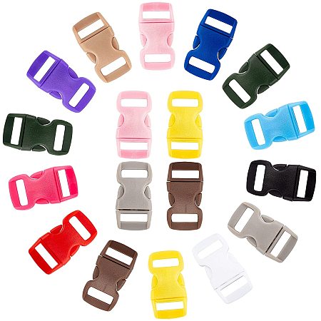 Pandahall Elite 130pcs 13 Colors Release Buckles, 1/2 Inch Plastic Buckle Replacement Quick Release Double Adjustable Snap Clips for Paracord Bracelets Luggage Straps Pet Collar Backpack Webbing Belt