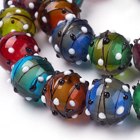 ARRICRAFT Handmade Lampwork  Beads Strands, Round, Colorful, 13mm, Hole: 2mm, 28pcs/strand, 14.37 inches
