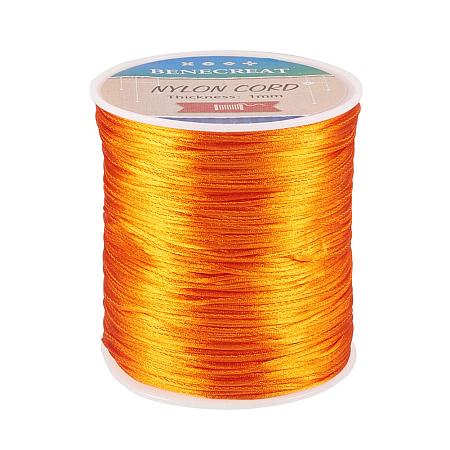 BENECREAT 1mm 200M (218 Yards) Nylon Satin Thread Rattail Trim Cord for Beading, Chinese Knot Macrame, Jewelry Making and Sewing - Coral