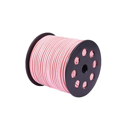 ARRICRAFT 1 Rolls Glitter Powder Lace Faux Leather Suede Beading Cords Velvet String 3mm 100 Yard per Roll Pink
