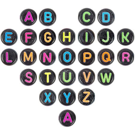 NBEADS 1560 Pcs Opaque Alphabet Acrylic Beads, Black Letter Beads Fashion Acrylic Loose Spacers Beads for Handmade Gift Bracelet Necklace Jewelry Making