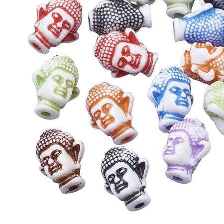 ARRICRAFT Craft Style Buddha Acrylic Beads for Jewelry and Craft Making, Mixed Color, 12.5x10x8mm, Hole: 1.8mm; About 1100pcs/500g