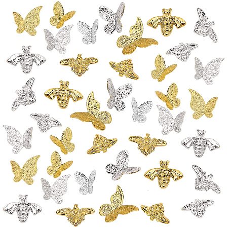 OLYCRAFT 180pcs Butterfly Bee Resin Fillers 6-Style Alloy Epoxy Resin Supplies Butterfly Bee Resin Accessories Resin Filling Charms Cabochons Nail Art for Resin Jewelry Making - Golden & Platinum