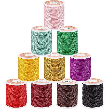 OLYCRAFT 60 Yard 10 Colors Braided Nylon Threads 0.04 Inch Nylon Beading String Cord Nylon Chinese Knotting Cord Mambo Thread with Spool for DIY Bracelets Necklace Jewelry Making