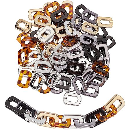 SUPERFINDINGS About 100Pcs 5 Colors 1.2x0.8Inch Rectangle Acrylic Linking Rings Quick Link Connectors for Jewelry Cable Chains Making
