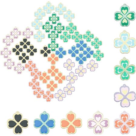 SUNNYCLUE 1 Box 54Pcs 9 Colors St Patrick's Day Charms Pendants Four-Leaf Clover Acrylic Pendants Charms Lucky Charms DIY Jewelry Ornaments for Necklace Bracelet Ankle Earrings