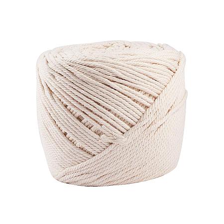 BENECREAT 3mm x 220 Yards(656 ft.) Macrame Cord 100% Natural Cotton Rope 4-Strand Twisted Cotton Cord for Handmade Plant Hanger Wall Hanging Craft Making, Ivory