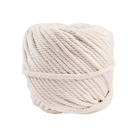BENECREAT 5mm x 65 Yards(196 ft.) Macrame Cord 100% Natural Cotton Rope 4-Strand Twisted Cotton Cord for Handmade Plant Hanger Wall Hanging Craft Making, Ivory