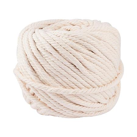 BENECREAT 6mm x 65 Yards(196 ft.) Macrame Cord 100% Natural Cotton Rope 4-Strand Twisted Cotton Cord for Handmade Plant Hanger Wall Hanging Craft Making, Ivory