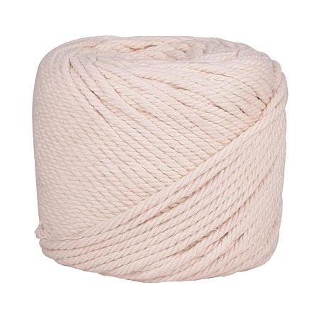BENECREAT 4mm x 110 Yards(328 ft.) Macrame Cord Natural Cotton Rope 4-Strand Twisted Cotton Cord for Handmade Plant Hanger Wall Hanging Craft Making, White