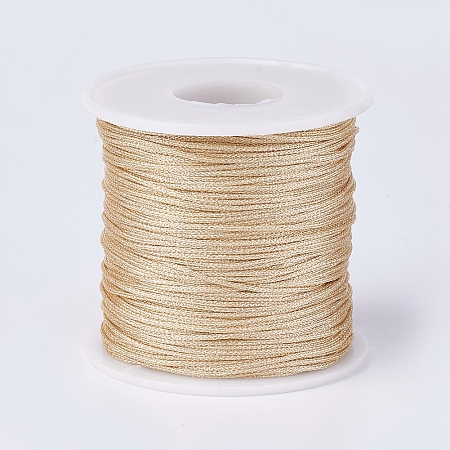 Honeyhandy Resin and Polyester Braided Cord Thread, Metallic Cord, Gold, 1mm, about 100m/roll(109.36yards/roll)