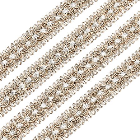 FINGERINSPIRE 12.5 Yards 0.8 inch Light Brown Woven Braid Trim Handmade Polyester Sewing White Edge Wave Braid Trim Crafts Decorative Trim with Card for Curtain Slipcover DIY Costume Accessories