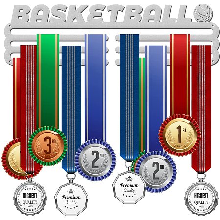 GLOBLELAND Basketball Medal Holder Display Hanger Rack Frame for Sport Race Metal Medal Hanger for Basketball Player,15.75x6Inches