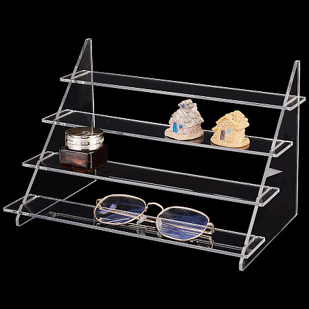 PandaHall Elite 4-Tier Assembled Transparent Acrylic Organizer Display Risers, for Action Figures, Cosmetic, Favor Goods Storage, Clear, Finish Product: 30x19x19cm, about 6pcs/set