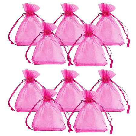 ARRICRAFT About 100pcs Organza Gift Bags Drawstring Pouches for Wedding Party Christmas Warp Favor Gift Bags Medium Violet Red 2.8x3.5''