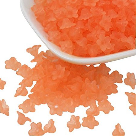 ARRICRAFT 500g (About 5000 pcs) Flower Frosted Transparent Acrylic Beads 10x5mm, Orange
