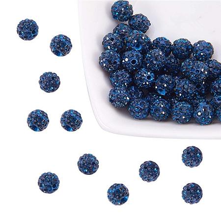 ARRICRAFT 50 Pcs 6mm Disco Ball Clay Beads Pave Rhinestones Spacer Round Beads fit Shamballa Bracelet and Necklace Deep Blue