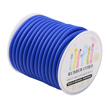ARRICRAFT 1 Roll (about 10m) DarkBlue Silicone Hollow Cord Rubber Thread 5mm for Bracelet Necklace Making with 3mm Hole