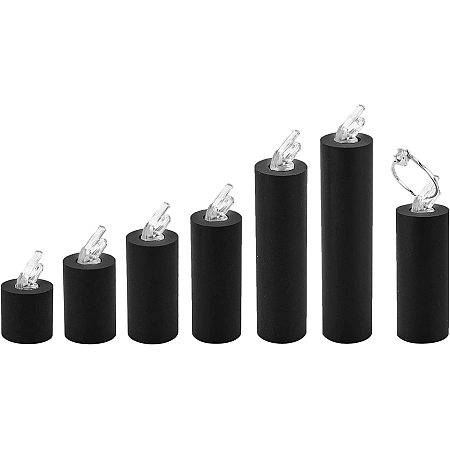 NBEADS 7 Pcs Acrylic Finger Ring Displays Stands, Black Cylinder Ring Display Organizer Jewelry Display Holder for Rings Jewelry Exhibition