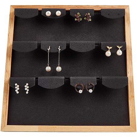 OLYCRAFT Solid Wood Earring Displays 3-Tier Earrings Storage Organizer Stand, Earrings Display Stand Jewelry Showcase Display Stand, Gift for Mother's Day Valentine's Day
