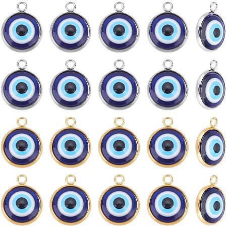 Arricraft 20 Pcs Evil Eye Charm, Evil Eye Pendant Charms Blue Resin Beads Pendants for DIY Necklace Bracelet Jewelry Making